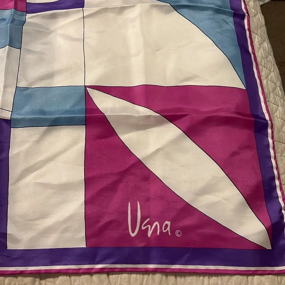 Vintage Scarves by Vera Neumann Japan Colorful Abstract Silk Scarf 22” square